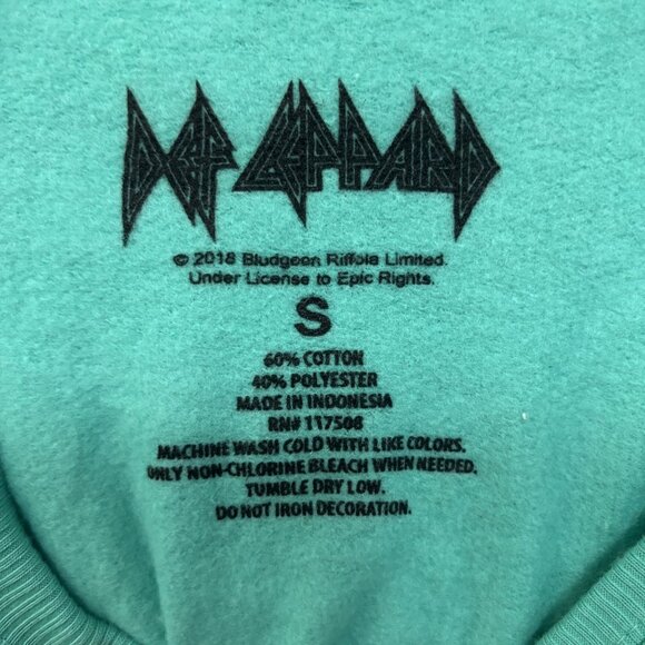 Def Leppard Skull Crew Neck Teal Sweatshirt Small - Picture 4 of 4
